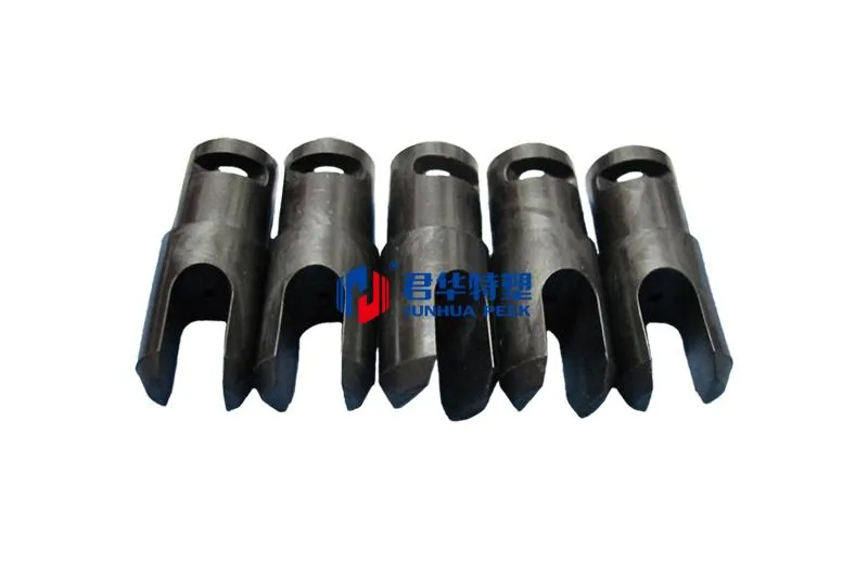 PEEK clamp rail column for bottle rinser assembly